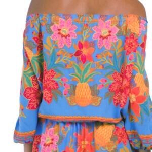 Cynthia Rowley Off The Shoulder Floral Print Top NWT Shirt Puff Sleeve SMALL